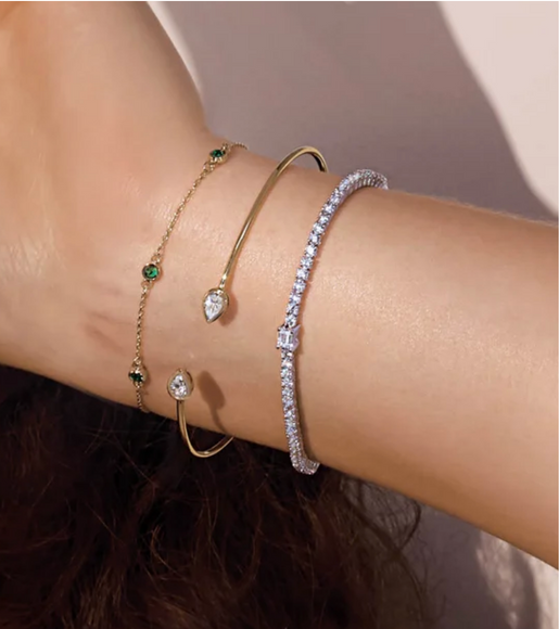 (NEW) BELLA COUTURE® LeDIOR NOIR 3.25CT BAGUETTE DIAMOND 14K WHITE GOLD LINE TENNIS LINK CHAIN BRACELET (7")