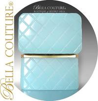 SOLD! - (ANTIQUE) French Aqua Seafoam Green Blue Palais Opaline Glass Casket Caddy Ormolu Sugar Box with original Key