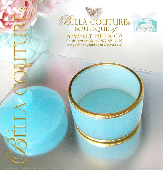 SOLD! - (ANTIQUE) Victorian French Blue Glass Opaline Ormolu Box