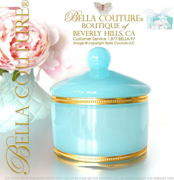 SOLD! - (ANTIQUE) Victorian French Blue Glass Opaline Ormolu Box