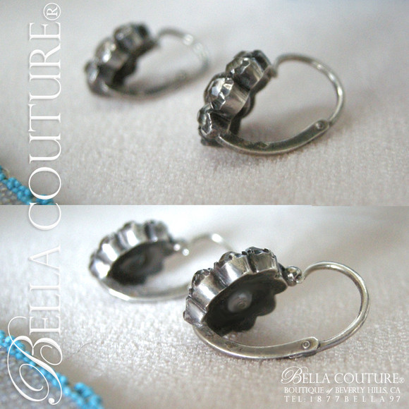 SOLD! - RARE! Gorgeous Antique Georgian Sterling (Faceted Diamond-Shaped) Rock Crystal Earrings Circa. 1790-1800