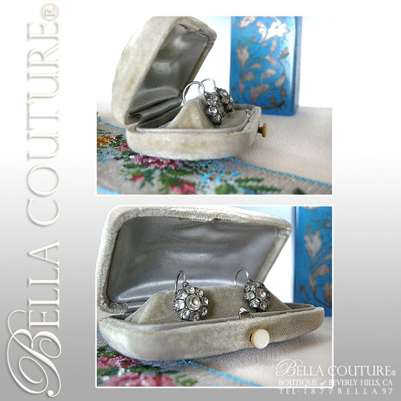 SOLD! - RARE! Gorgeous Antique Georgian Sterling (Faceted Diamond-Shaped) Rock Crystal Earrings Circa. 1790-1800