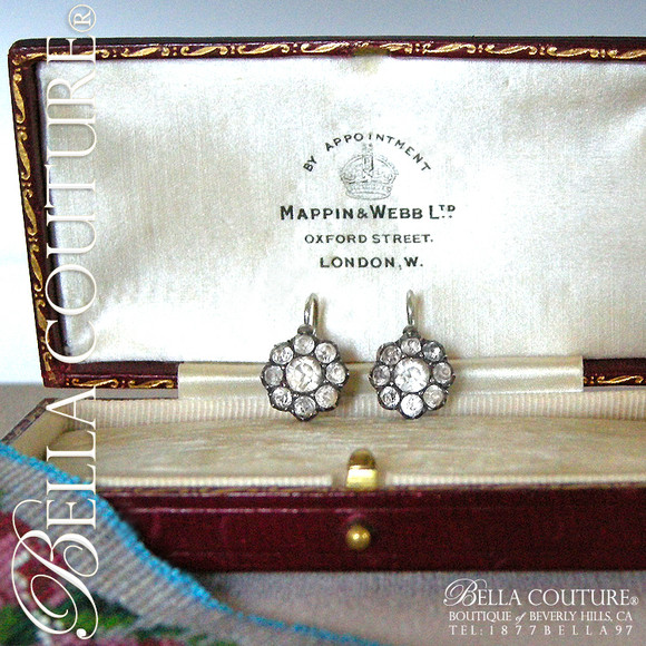 SOLD! - RARE! Gorgeous Antique Georgian Sterling (Faceted Diamond-Shaped) Rock Crystal Earrings Circa. 1790-1800