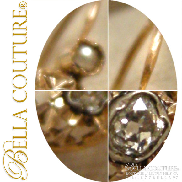 SOLD! - (ANTIQUE) French Victorian circa 1838 18K Rose-Yellow Gold White Pearl & DIAMOND Earrings RARE & Gorgeous! Jewelry Jewellery