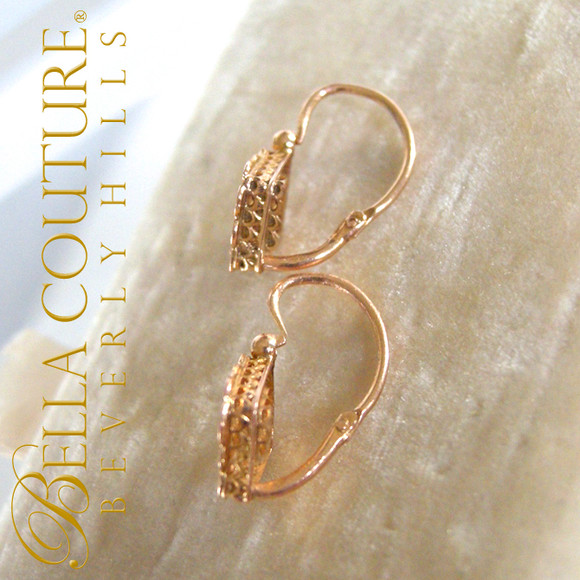 SOLD! - RARE! Gorgeous Antique Victorian 18K Yellow Gold Rose & Leaves Floral Cut Etched PEARL Circa. 1838 Ornate Victorian Earrings Jewelry