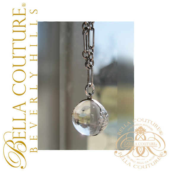 SOLD! (VINTAGE) Gorgeous Pools of Light Exquisite Art Deco Sphere Charm Pendant With Flower Wraps & Original Link 18" Chain Necklace