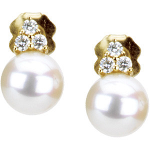 (NEW) BELLA COUTURE Diamond Freshwater Cultured Pearl 14K White Gold Ring