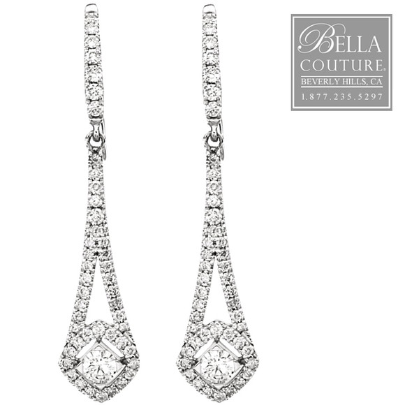(NEW) BELLA COUTURE De LANG Fine 3/4 CT Diamond Earrings in 14K White Gold