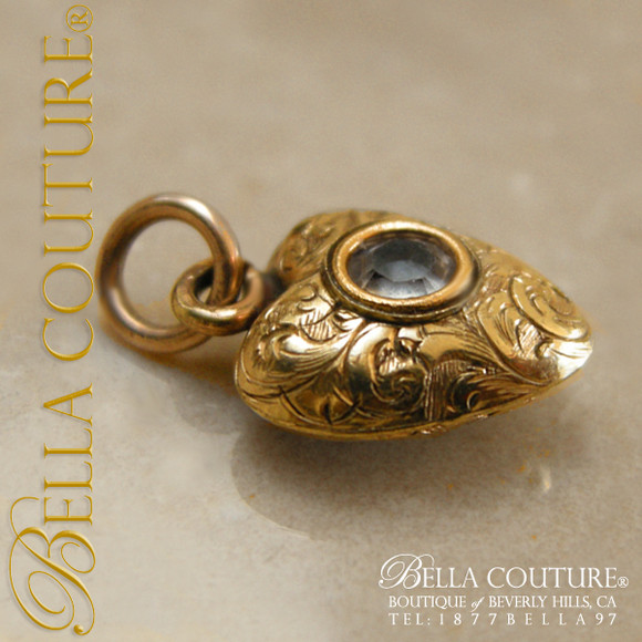 SOLD! - (ANTIQUE) Rarest Gorgeous Antique Georgian Pave Turquoise Puffy Heart c.1790 - 1840! 18K Gold Charm Pendant