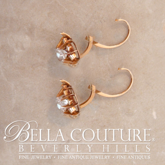 SALE PENDING! - ANTIQUE Rare French Victorian 1.25 CT Cushion Square Mine Cut Paste 18K 18Ct Solid Rose Gold Earrings Circa 1700s - 1840s Fine  Jewelry