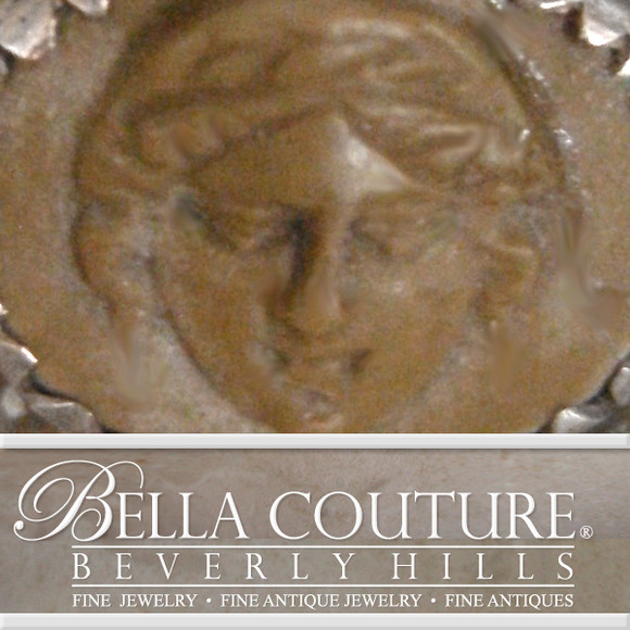 SOLD! - (ANTIQUE) Rare Victorian circa 1870-1890 One of a Kind Sterling Silver Carved Lava Cameo Ring Fine Jewelry