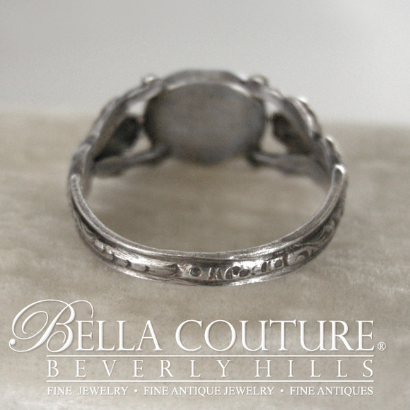 SOLD! - (ANTIQUE) Rare Victorian circa 1870-1890 One of a Kind Sterling Silver Carved Lava Cameo Ring Fine Jewelry