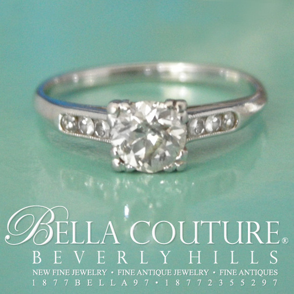 SOLD! - (VINTAGE) GORGEOUS Art Deco Platinum 14K Gold Diamond Engagement Ring