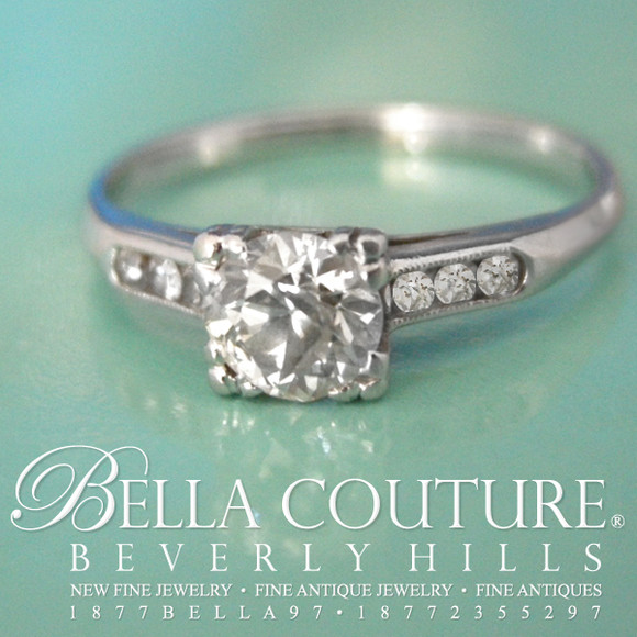 SOLD! - (VINTAGE) GORGEOUS Art Deco Platinum 14K Gold Diamond Engagement Ring