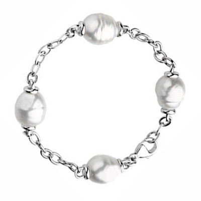 SOLD OUT! - (NEW) BELLA COUTURE FINE 11MM WHITE SOUTH SEA PEARL BRACELET in 14K White Gold
