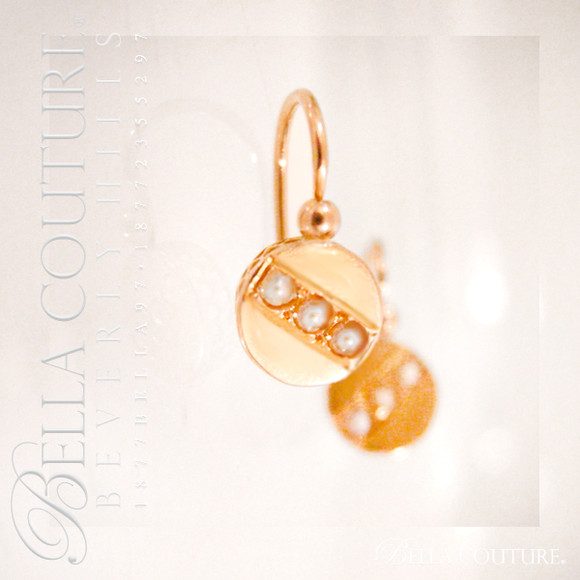 SOLD! - (ANTIQUE) Rare Victorian Darling & Dainty Seed Pearl 18K Yellow Gold Earrings Circa 1838