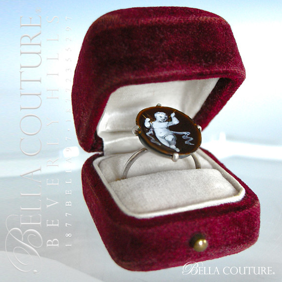 SOLD! - (ANTIQUE) Rare Georgian Victorian 24K Yellow Gold Enamel Putti Cherub CUPIDON Sterling Silver Ring Circa 1714 - 1830