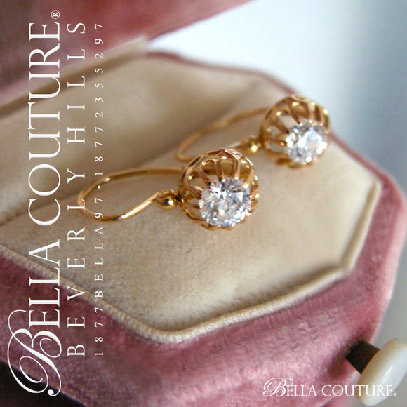 SOLD! - (ANTIQUE) Rare One of a Kind Fine Victorian 1.25CT Diamond-Paste 18K Yellow Gold Earrings Circa 1840 - 1890