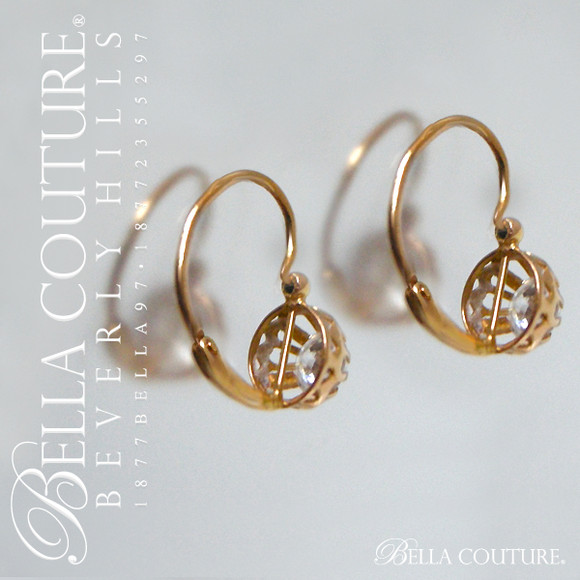 SOLD! - (ANTIQUE) Rare One of a Kind Fine Victorian 1.25CT Diamond-Paste 18K Yellow Gold Earrings Circa 1840 - 1890