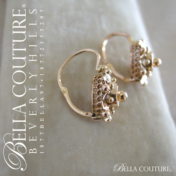 SOLD! - (ANTIQUE) Rare One of a Kind Fine Victorian Edwardian Elegant Ornate Decorative 18K/18CT Yellow Gold Flower Earrings Circa 1840 - 1890