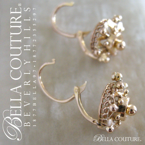 SOLD! - (ANTIQUE) Rare One of a Kind Fine Victorian Edwardian Elegant Ornate Decorative 18K/18CT Yellow Gold Flower Earrings Circa 1840 - 1890