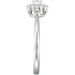 (NEW) BELLA COUTURE 1/2 CT DIAMOND FLORAL 18K WHITE GOLD HALO ENGAGEMENT / ANNIVERSARY RING