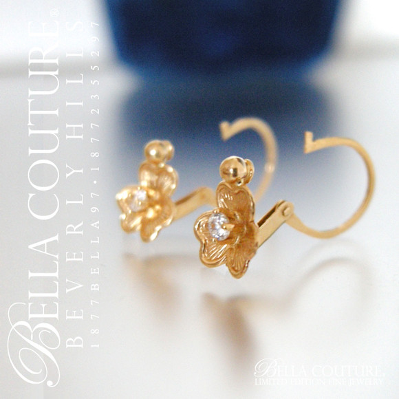 SOLD! - (ANTIQUE) RARE Gorgeous Victorian Diamond Paste 18K Yellow Gold Floral Flower Petal Earrings
