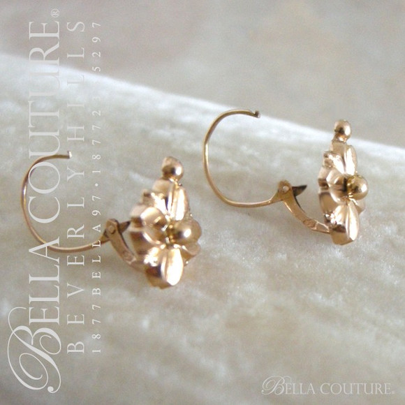 SOLD! - (ANTIQUE) Rare One of a Kind Fine Victorian Elegant Floral Flower 18K/18CT Yellow Gold Earrings Circa 1840 - 1890