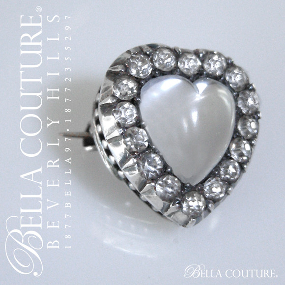 SOLD! - (ANTIQUE) Rare Gorgeous Georgian Victorian Pools of Light 9K/9CT Yellow Gold Sterling Silver Puffy Heart Heart Diamond Paste, Rock Crystal Circa Late 1700 early 1800s PRISTINE CONDITION! EXQUISITE!