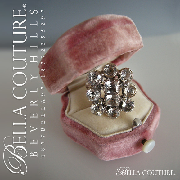 SALE PENDING! - (ANTIQUE) Rare Exquisite Georgian c. 1714-1830 Riviere 'Black Dot' Diamond-Paste 18K 18CT & Sterling Silver Ring One of a Kind Fine Haute Couture Jewelry