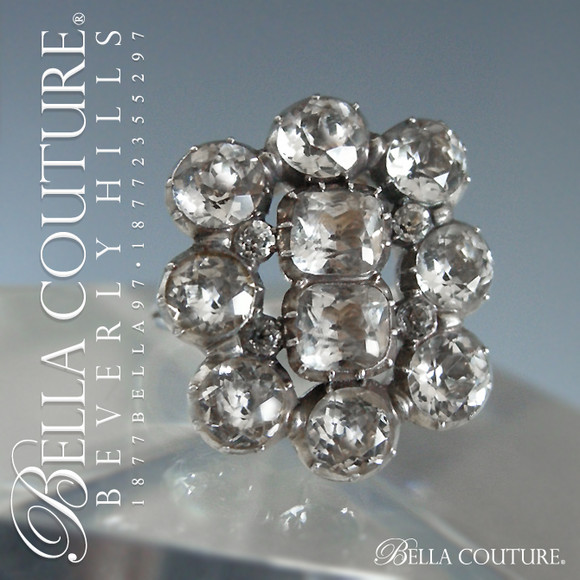 SALE PENDING! - (ANTIQUE) Rare Exquisite Georgian c. 1714-1830 Riviere 'Black Dot' Diamond-Paste 18K 18CT & Sterling Silver Ring One of a Kind Fine Haute Couture Jewelry