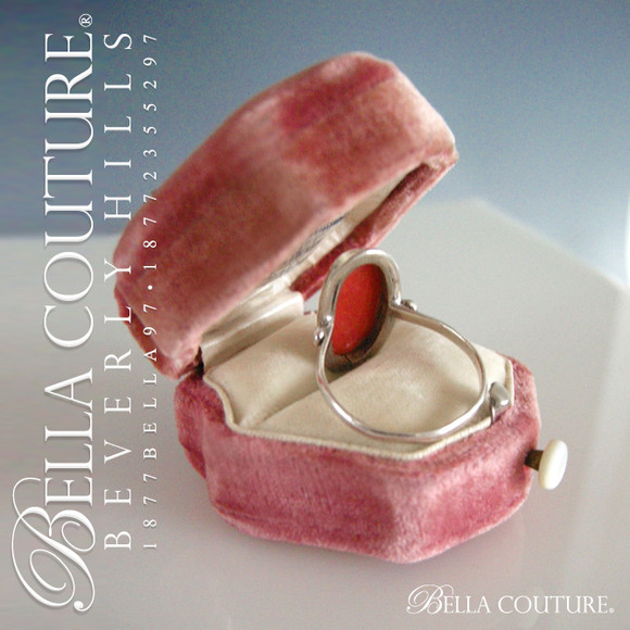 SOLD! - (ANTIQUE) Rare Victorian c.1800s Oval Natural Coral Sterling Silver Ring Fine Jewelry