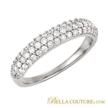(NEW) Bella Couture Bordeaux Pave 1/2 CT Diamond 14K White Gold Ring Band