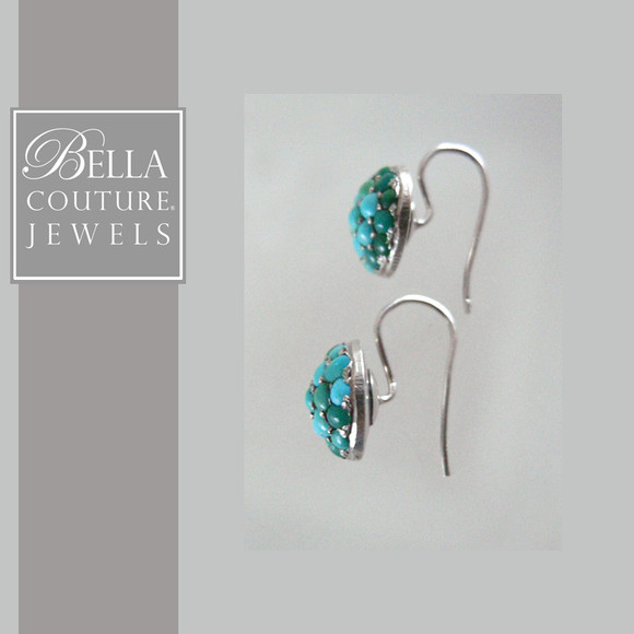 SALE PENDING! - (ANTIQUE) Rare Gorgeous Georgian Victorian Pave Persian Turquoise Sterling Silver Cluster Earrings