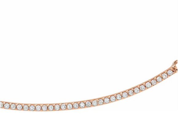 (NEW) BELLA COUTURE ZOE Pave' Diamond 14K Rose Gold Modern Bar Necklace with Chain ~ 18" - 16" (Adjustable Length)