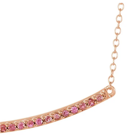 (NEW) BELLA COUTURE ZOE Pave' Diamond 14K Rose Gold Modern Bar Necklace with Chain ~ 18" - 16" (Adjustable Length)