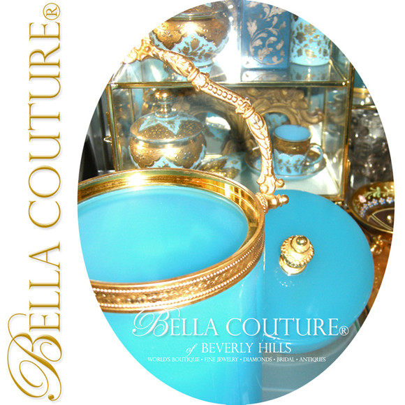 SOLD! - (ANTIQUE) Rarest Pristine Huge Palais Royal 1850 French Opaline Glass Gilt Ormolu Biscuit Jar Box.... Finest! 