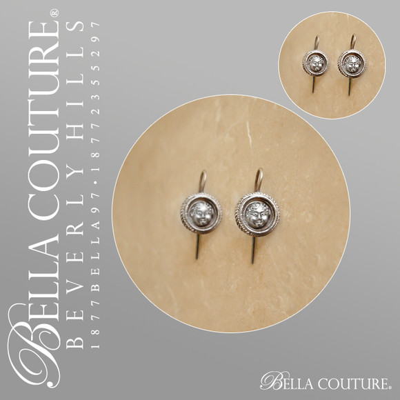 SOLD! - (ANTIQUE) Rare Georgian Victorian Repouss Sterling Silver Putti Cherub Angels 3-D Baby Child Face Dangle Drop Earrings