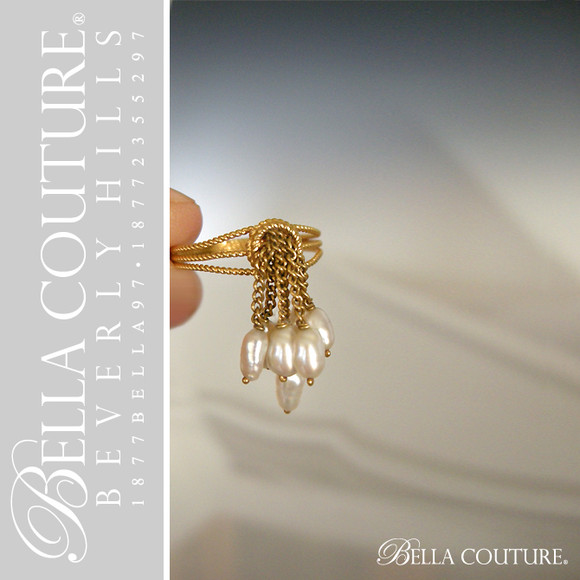 SOLD! - (ANTIQUE) Rare Victorian Edwardian 14K Yellow Gold Moveable Dainty Rope Chain Dangle Drop Natural Cultured Gorgeous Baroque Petite Pearl Pendant Filigree Ring