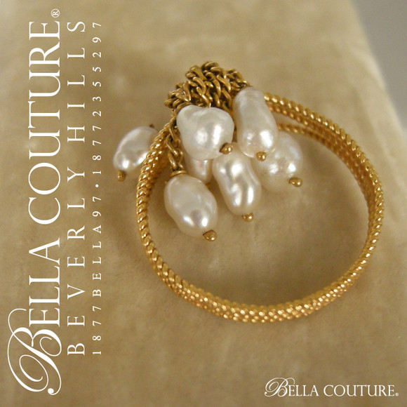 SOLD! - (ANTIQUE) Rare Victorian Edwardian 14K Yellow Gold Moveable Dainty Rope Chain Dangle Drop Natural Cultured Gorgeous Baroque Petite Pearl Pendant Filigree Ring