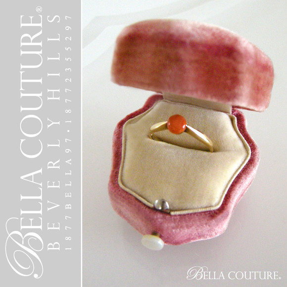 SOLD! - (ANTIQUE) Rare Gorgeous Victorian 14K 14CT Yellow Gold Natural Carved & Polished Natural Coral Ring (Size 6.5)