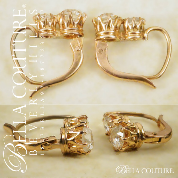 SOLD! (ANTIQUE) Rare Gorgeous Victorian Rose Cut Diamond 18KT/18K Yellow Gold Earrings - Fine Jewelry (One of a Kind)
