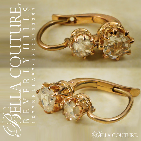 SOLD! (ANTIQUE) Rare Gorgeous Victorian Rose Cut Diamond 18KT/18K Yellow Gold Earrings - Fine Jewelry (One of a Kind)