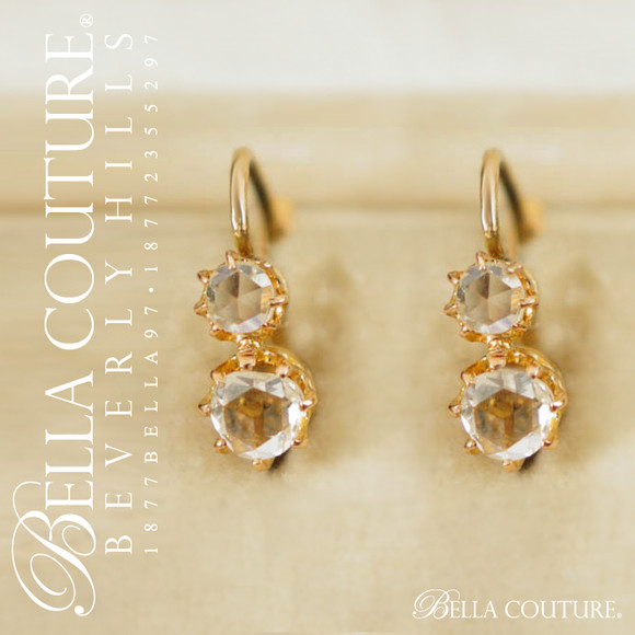 SOLD! (ANTIQUE) Rare Gorgeous Victorian Rose Cut Diamond 18KT/18K Yellow Gold Earrings - Fine Jewelry (One of a Kind)
