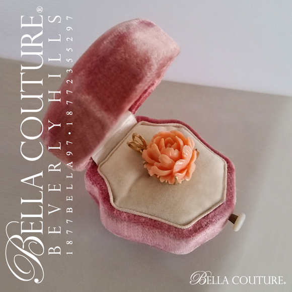 SALE PENDING! (ANTIQUE) Rare Victorian Gorgeous Coral Carved Rose Flower 14K Yellow Gold Necklace Charm Pendant - Fine Jewelry (One of a Kind)