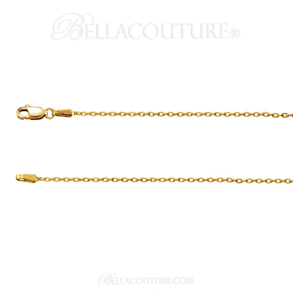 (NEW) BELLA COUTURE Fine (16") 14K Solid Yellow Gold Cable Chain