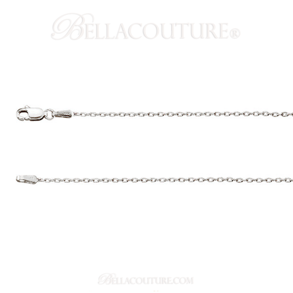 (NEW) BELLA COUTURE Fine (24") 14K Solid White Gold Cable Chain