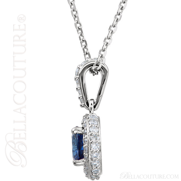(NEW) Bella Couture Fine Sapphire & 3/8 CT Diamond 14k White Gold Earrings