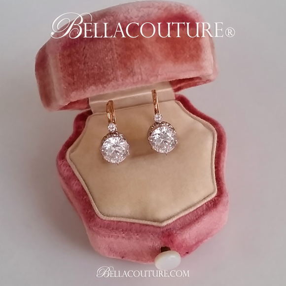 SALE PENDING! - (ANTIQUE) Rare French 3ct Diamond Paste Victorian 18K 18Ct Solid Rose & White Gold Earrings Circa 1700s - 1830s Fine Jewelry