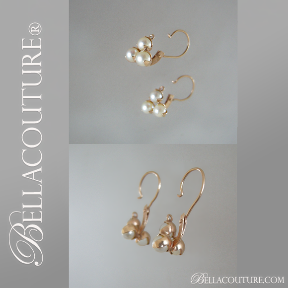 SOLD! - (ANTIQUE) Rare Gorgeous Demure, Petite & Dainty Georgian Victorian 18K Rose Gold Genuine White Akoya Salt Water Pearl Earrings 18th Century C. 1780